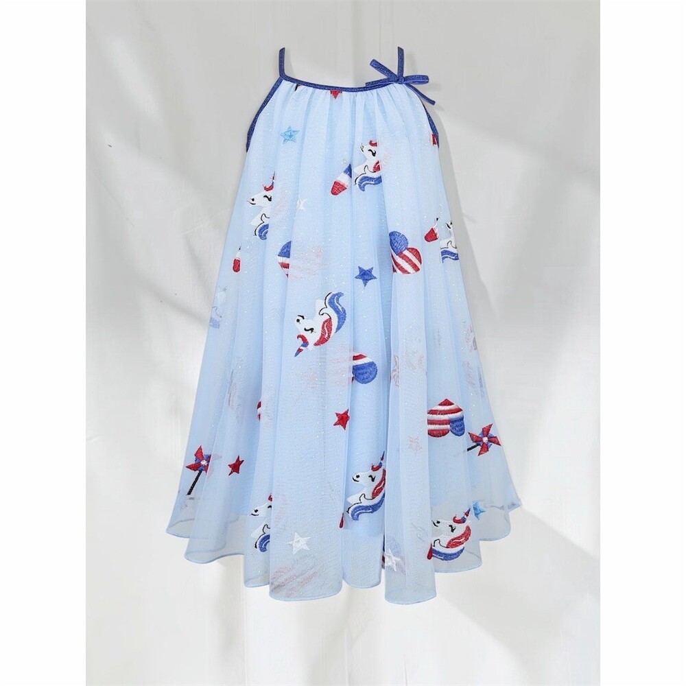 Zunie Kids Dress Girls 2T Patriotic Unicorn Tulle Fit & Flare Party